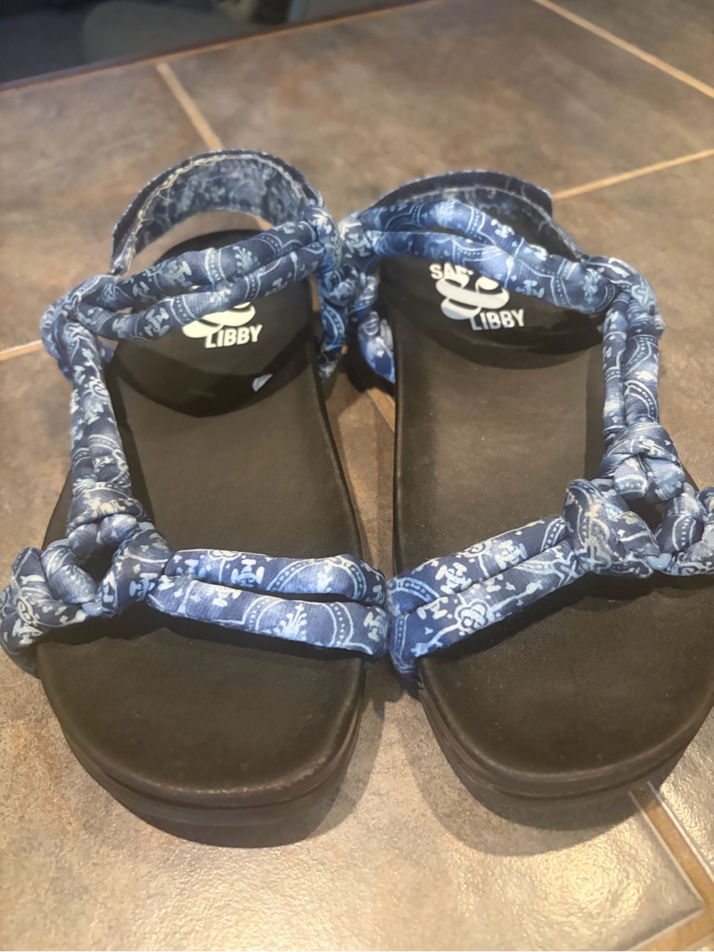 Sam & Libby Blue Bandana Print Rope Strap Sandals - not sure if ever worn! Sz 7